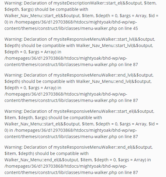 Wordpress 主题提示Error: Declaration of MyClass::start_lvl() should be compatible with that of Walker_Nav_Menu::start_lvl()