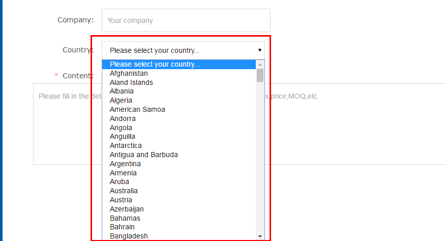 Contact Form 7 国家下拉选择代码